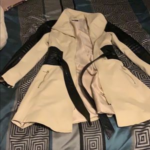 Bebe-faux-leather-trim-moto-coat-tan